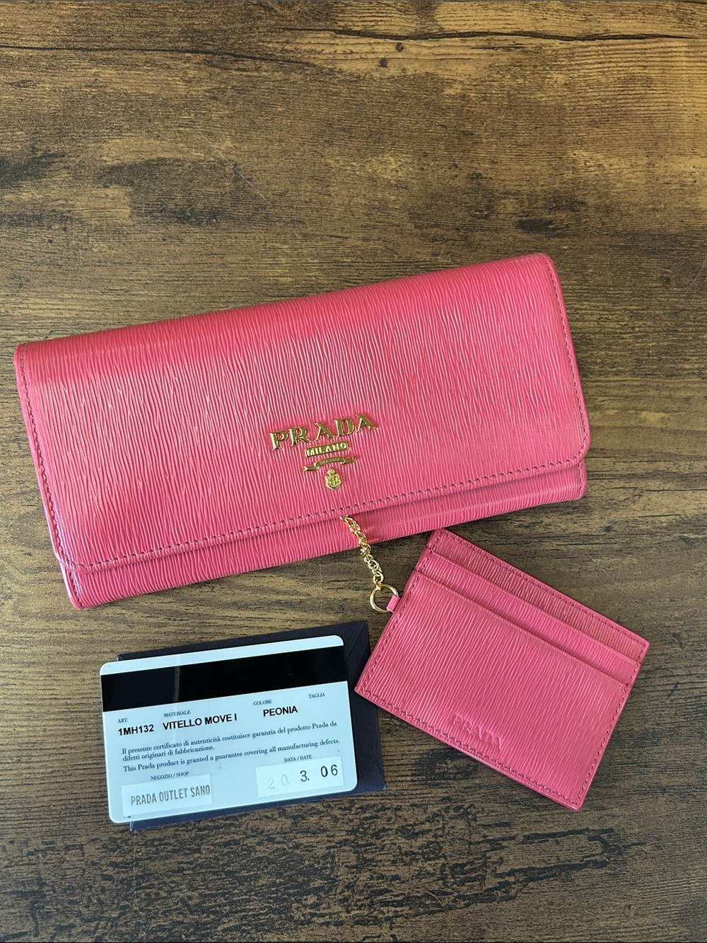 Prada Vitello hot pink wallet- excellent!